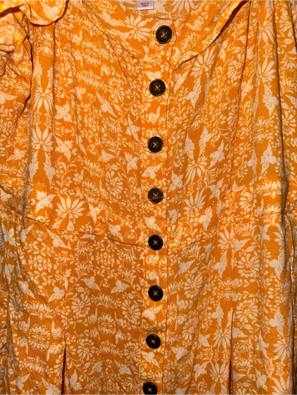 Women's Yellow Floral Button-Front Sundress size 1X (fits like an XL- 1X) - Picture 3 of 4